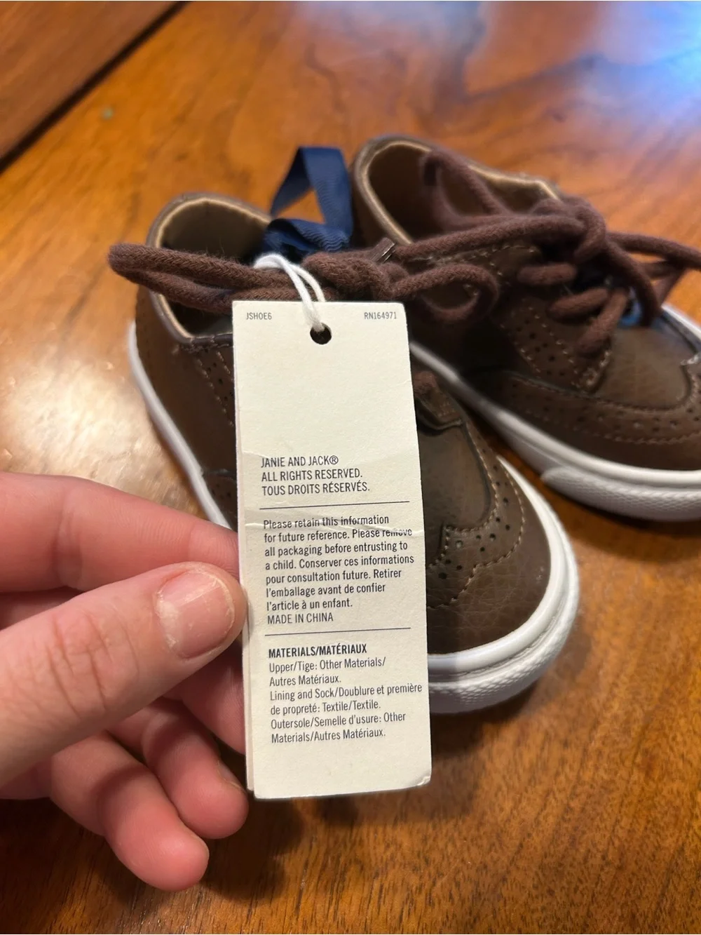 NWT Janie & Jack Baby Wingtip Sneakers Size 4 Brown